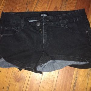 Black denim short shorts